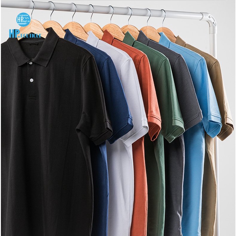 Áo polo nam HP Boutique vải trơn chất cá sấu Cotton co giãn 4 chiều, form Basic lịch sự đẳng cấp HPBOPME3
