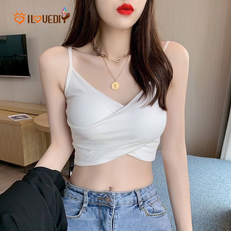 Áo Tank Top Cotton Dệt Kim Cổ Chữ V Thời Trang Cho Nữ