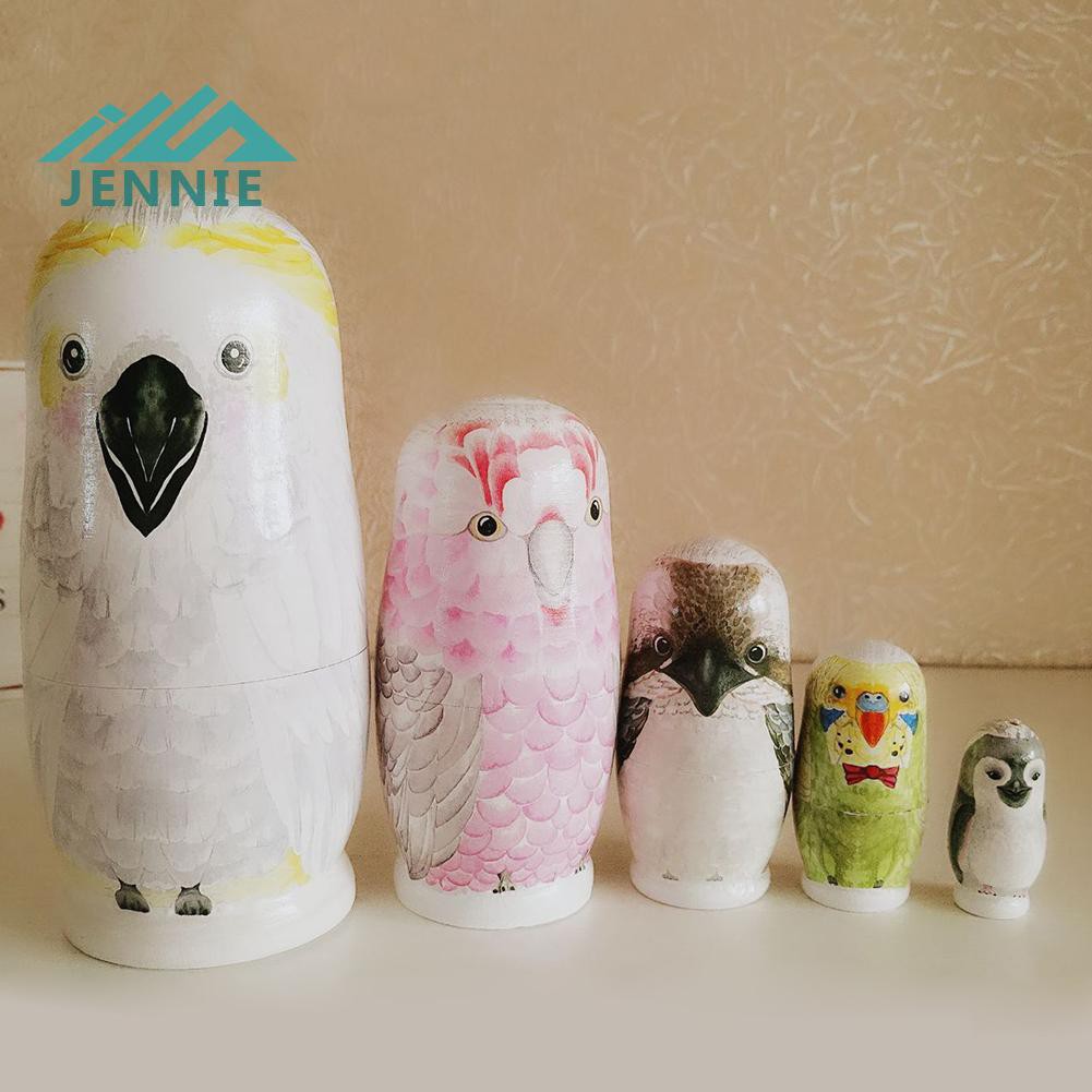 Bộ 5 Búp Bê Nga Matryoshka Hình Con Cú Bằng Gỗ