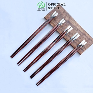 Đũa Gỗ Cẩm Lai Tự Nhiên Cẩn Thạch Trắng HAHANCO [CTL713-05] Bộ 05 ĐôI