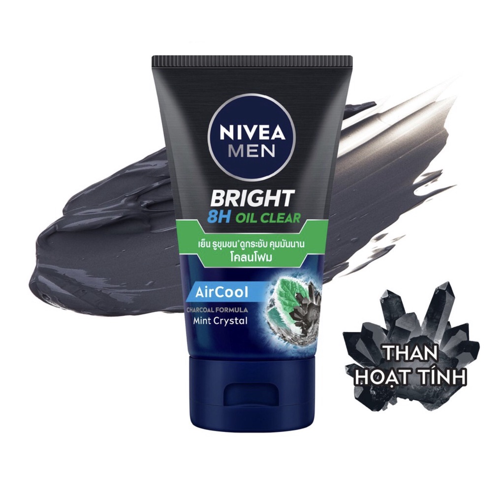 Sữa Rửa Mặt Nivea Men Bùn Khoáng Tinh Thể Bạc Hà Sạch Nhờn Mát Lạnh (100g)