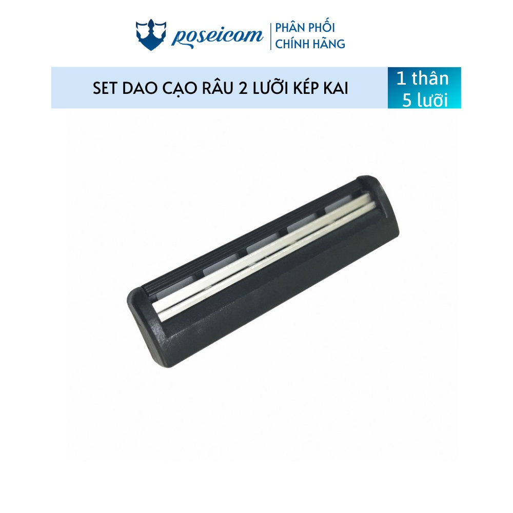 Set Dao Cạo Râu 2 Lưỡi Kép Kai Cao Cấp 1 Thân, 5 Lưỡi 8 Lưỡi Dao Cạo Râu Thay Thế POSEICOM DC14