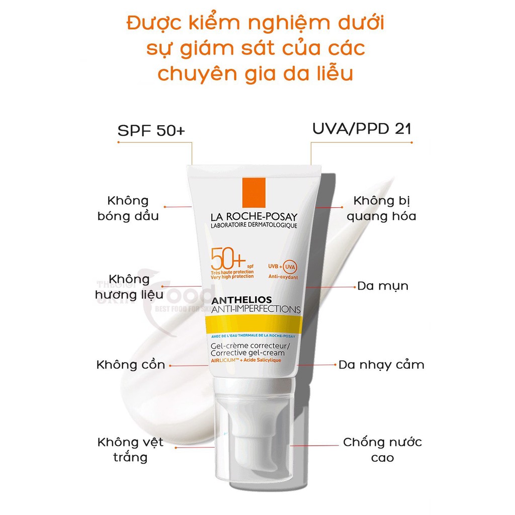 [CHÍNH HÃNG CÓ TEM] La Roche Posay Anthelios Anti Imperfections SPF 50+ (50mL) - Kem Chống Nắng Cho Da Dầu và Da Mụn.