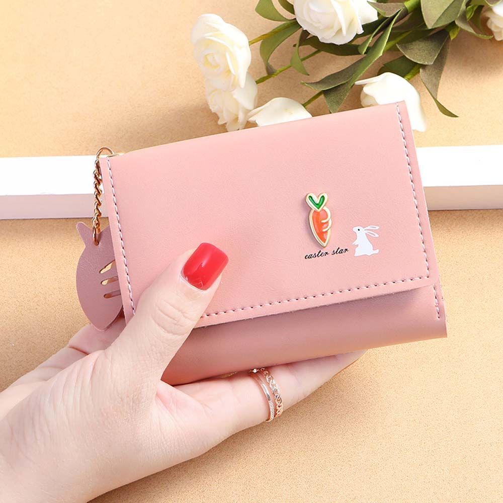 Ví da PU cầm tay gắn hình cà rốt/ thỏ dễ thương nhiều màu tuỳ chọn phong cách Hàn Quốc cho nữ