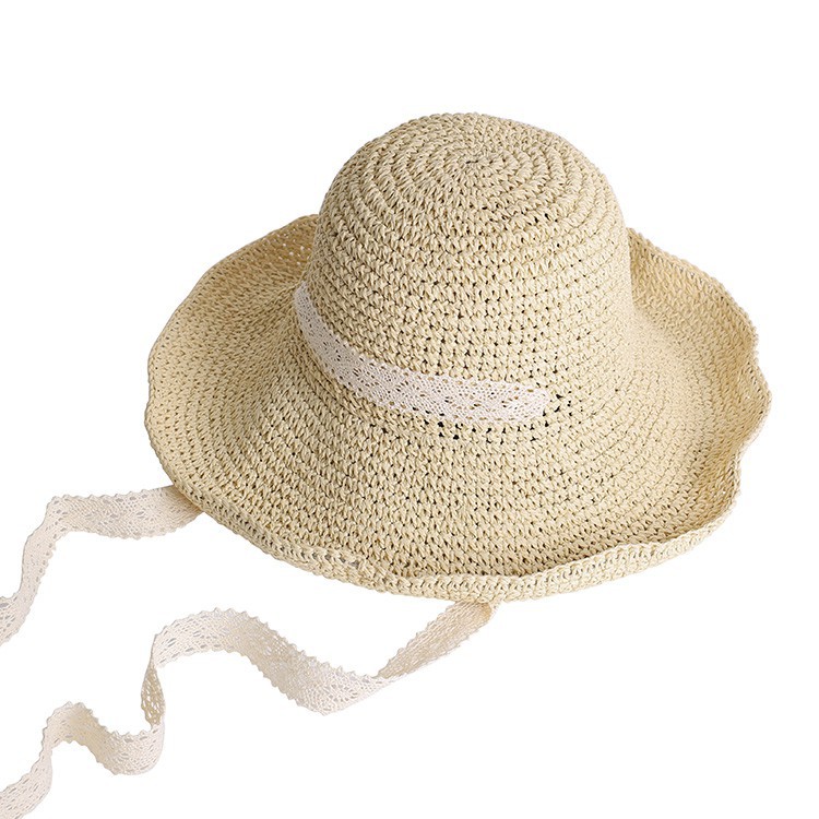 Mũ Cói Mềm Phối Ruy Băng Thắt Nơ Phong Cách Tiểu Thư Xinh Xắn Đi Biển mùa hè