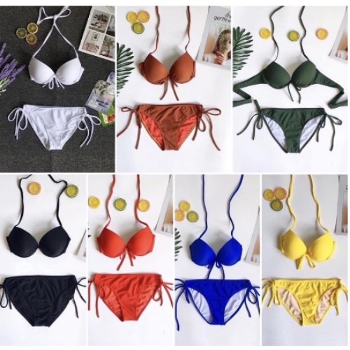 Sét bikini 2 mảnh áo ngực quần chip cột nơ (9 màu) KONKUN MS100