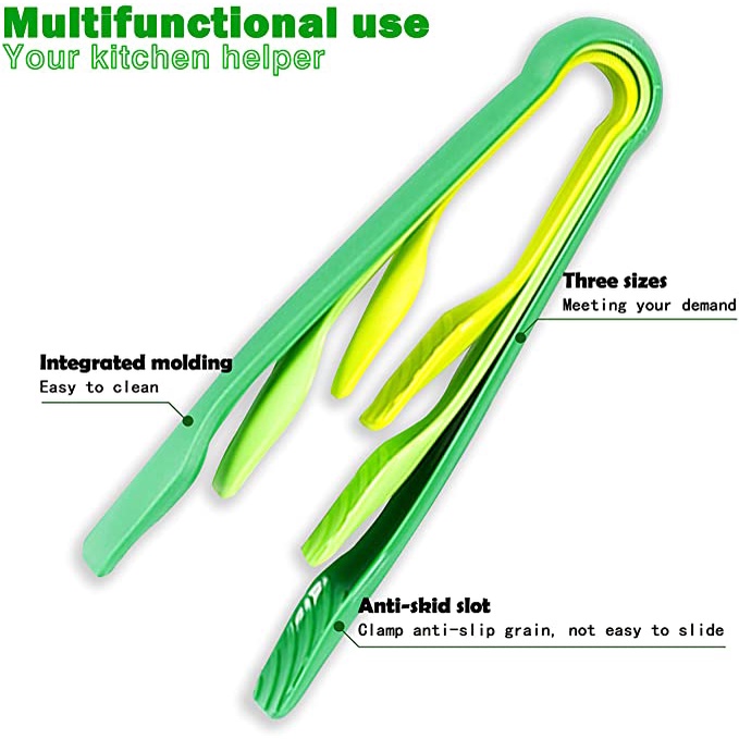 Set 3 Kẹp Gắp Thức Ăn Bằng Silicone PP Chống Trượt Cách Nhiệt Đa Năng