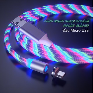 Cáp Sạc Phát Sáng Xoay 360 Độ Sạc Nhanh Cho Điện Thoại iPhone/Samsung/Android bọc nhựa hít mạnh-màu trắng