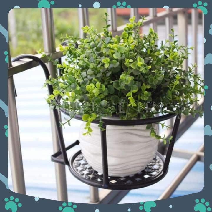 Giá kệ để cây bằng sắt chậu hoa tròn treo ban công cửa sổ loại to đường kính 22 cm