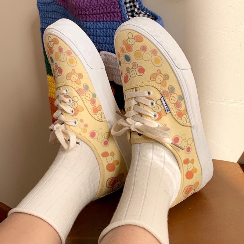 Giày Ulzzang Nữ Đế Bằng Buộc Dây Hình Hoa Em Bé Ngoan Siêu Dễ Thương Chất Canvas  BM15-Molita