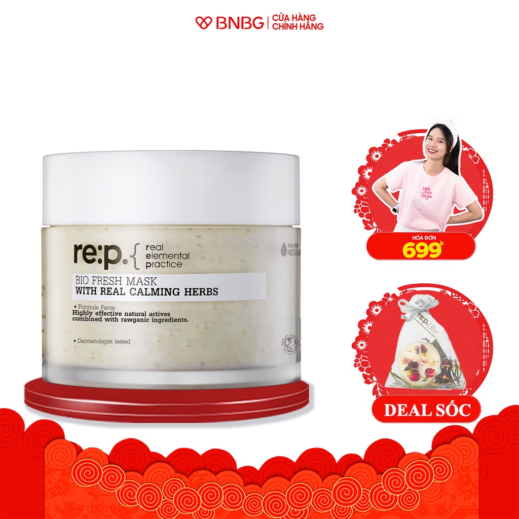 Mặt Nạ Đất Sét Hoa Cúc Giảm Viêm, Kiềm Dầu Dành Cho Da Nhạy Cảm RE:P Bio Fresh Mask With Real Calming Herbs 130g