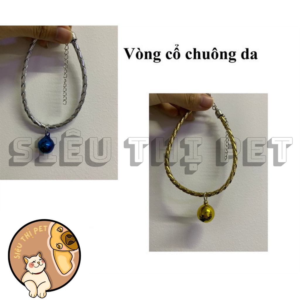 (SIÊU DỄ THƯƠNG)   Vòng cổ chuông da cho mèo