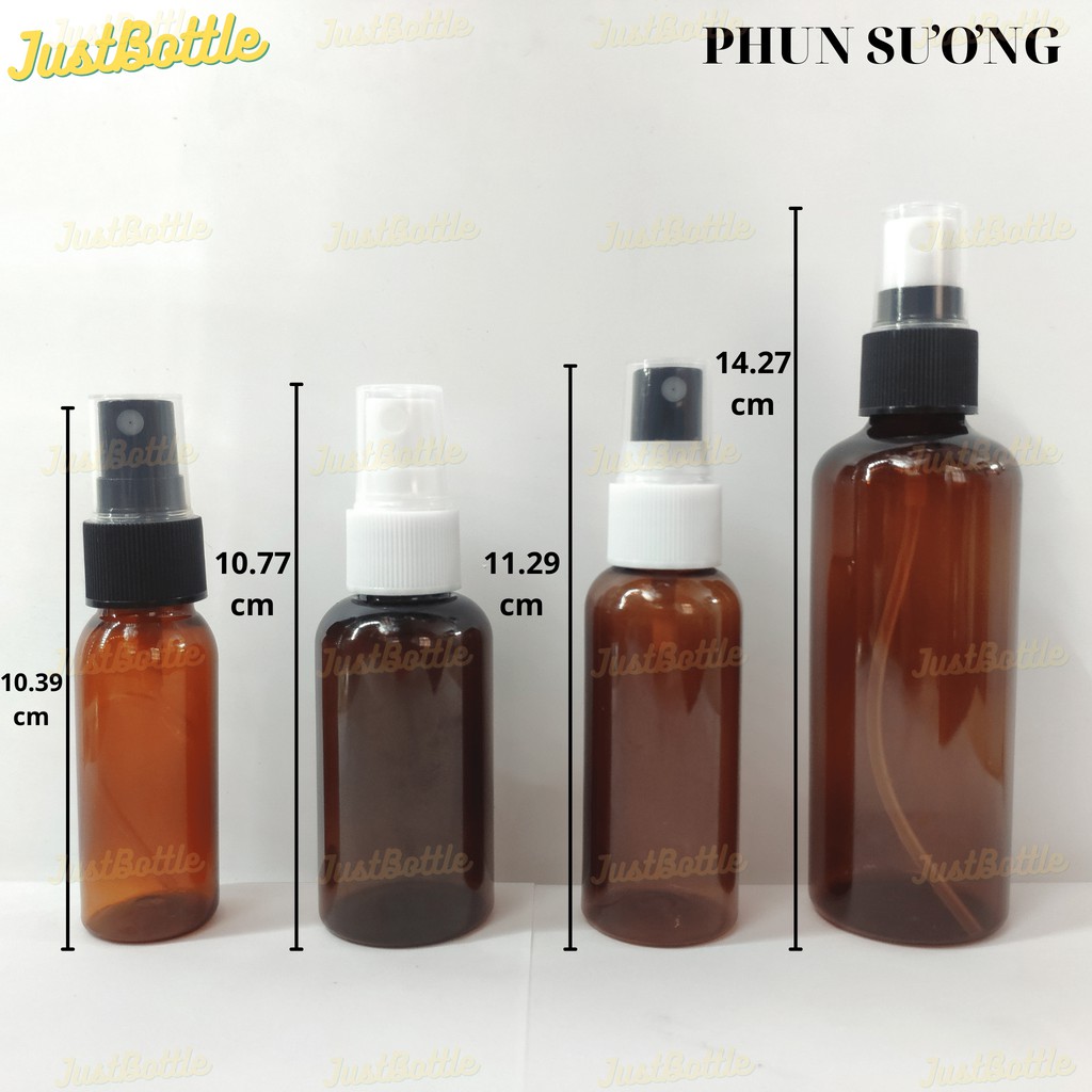 LỌ CHIẾT MỸ PHẨM Nâu 30ml 50ml 100ml giá rẻ VỎ CHAI NHỰA PET dạng vòi nhấn xịt nhỏ giọt nắp bật nhọn nhôm