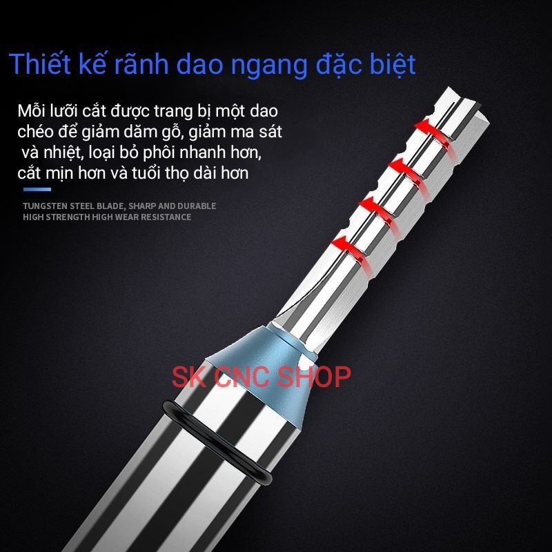 Mũi dao CNC 3 lưỡi 3 cạnh TCT - chất lượng thép cao cấp - SK CNC SHOP