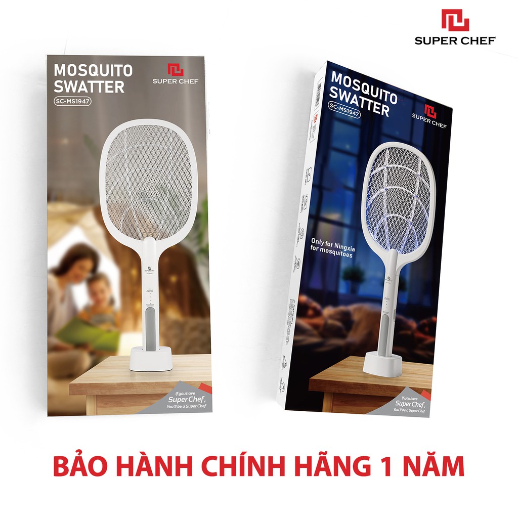 Vợt Muỗi Thông Minh Tích Hợp Bẫy Muỗi 3 Trong 1 Super Chef Bảo Hành 1 Năm