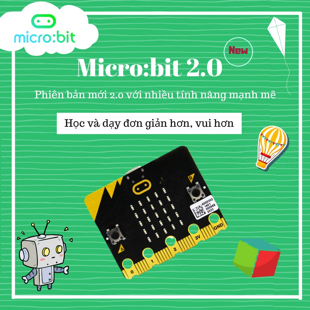 Đồ chơi STEM chính hãng BBC Micro:bit 2.0- Kit học lập trình STEM dành cho trẻ em phiên bản mới