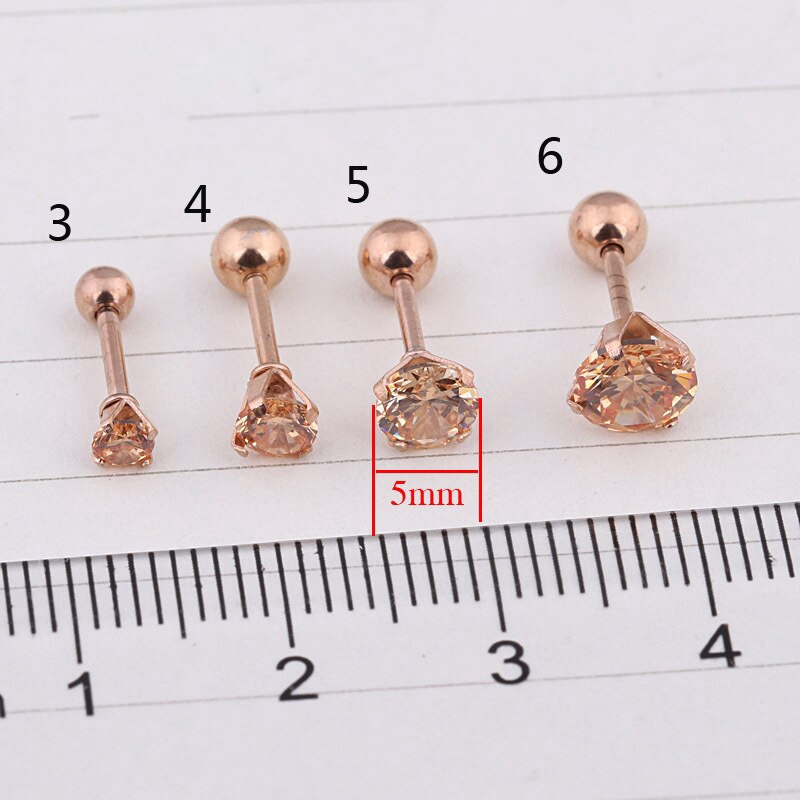 Bộ 2 khuyên tai thép titan màu vàng đính đá zircon thời trang