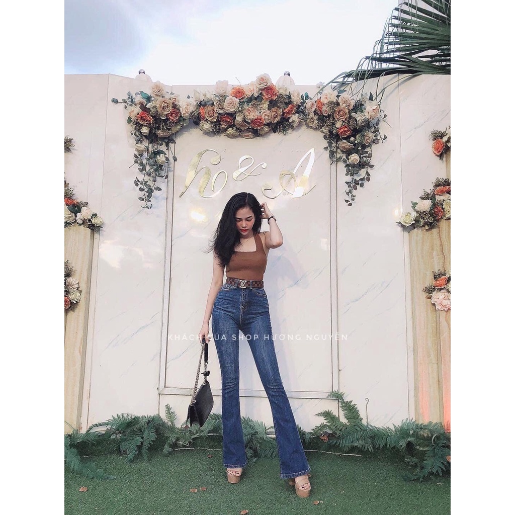 Quần jeans loe cạp cao tôn dáng - Hàng có sẵn - Xưởng may Lộc Vân - V15
