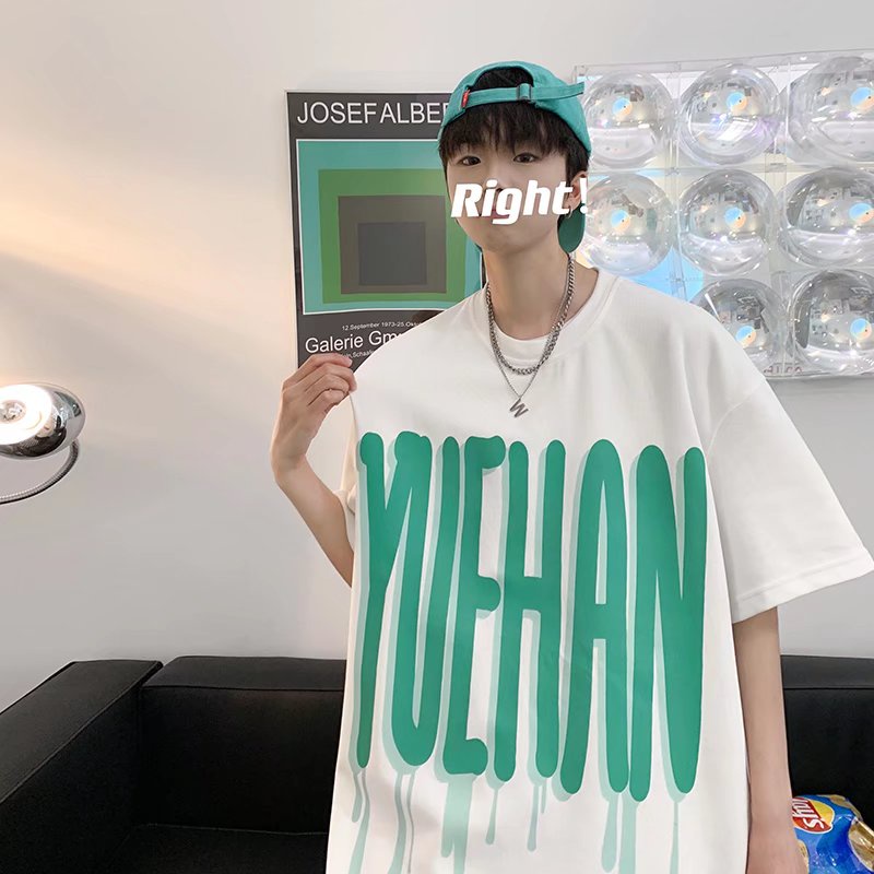 Áo Thun Tay Ngắn Dáng Rộng In Chữ Thời Trang Mùa Hè Cho Nam Và Nữ Size M-8XL