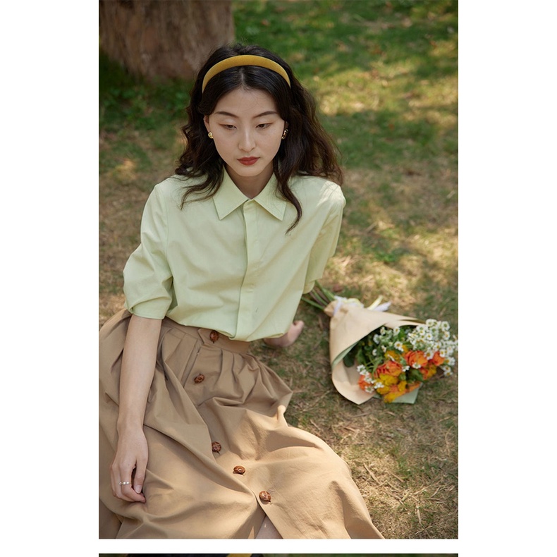 Áo Sơ Mi Tay Ngắn Phong Cách Pháp Thiết Kế Mới Mùa Hè 2022 Cho Nữ