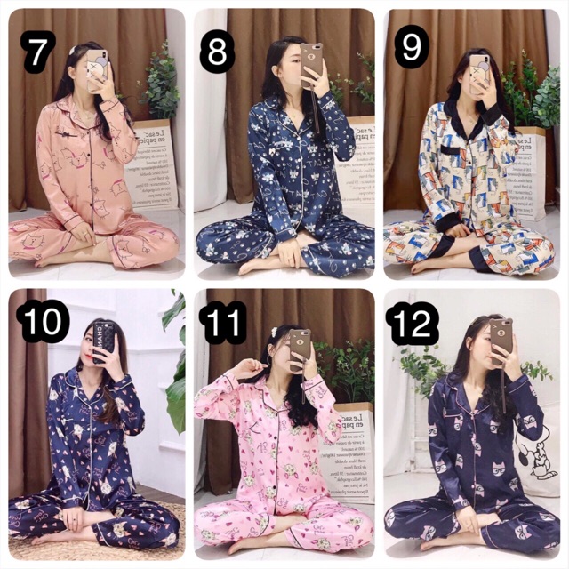 Đồ bộ lụa Hoạ tiết áo dài-quần dài | BigBuy360 - bigbuy360.vn
