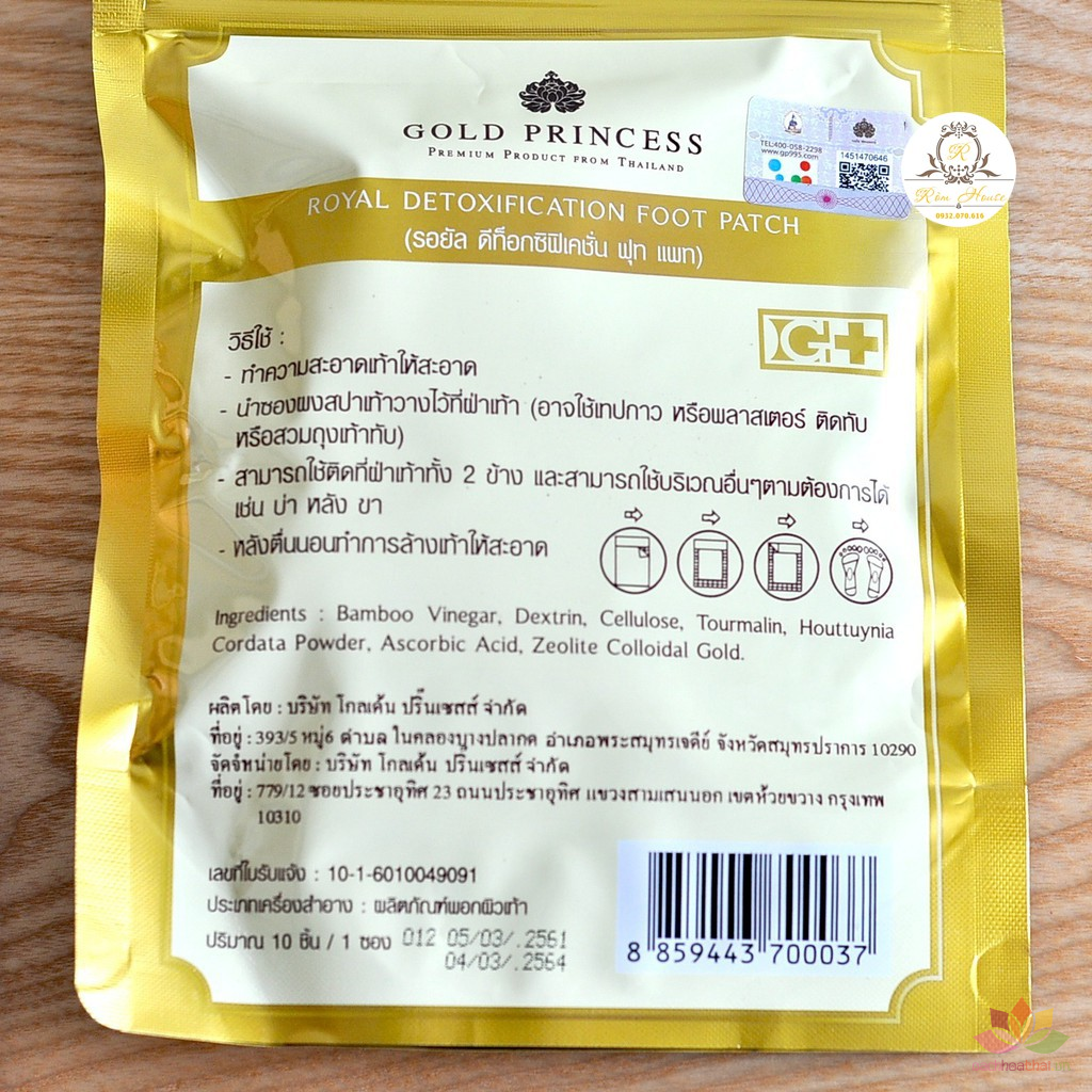 Miếng dán thải ƌộc bàn châŋ Gold Princess Thailand