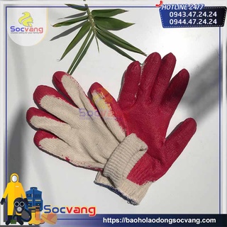 Găng Tay len Phủ cao Su đỏ