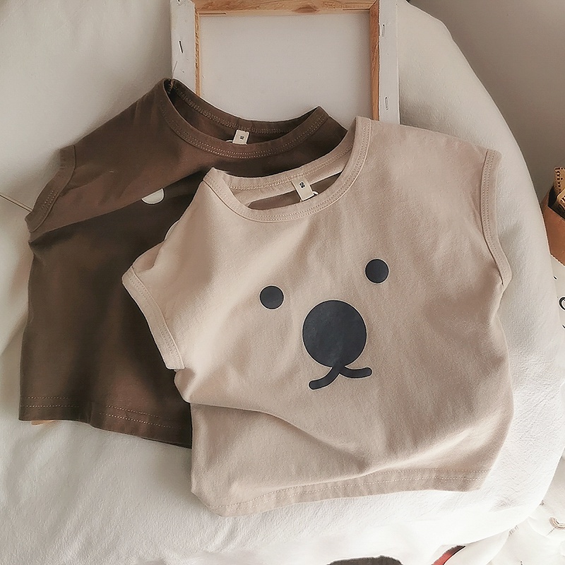 Áo thun tay ngắn in hình gấu thời trang dễ thương cho bé gái