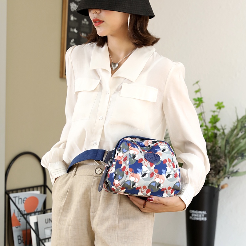 Túi Đeo Chéo Vai Bằng Vải Canvas In Họa Tiết Hoa Thời Trang Dành Cho Nữ