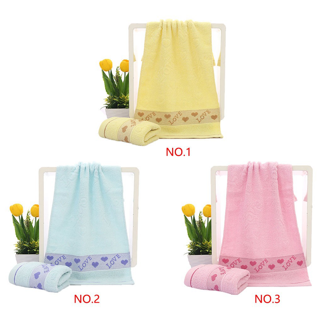 Khăn mặt, khăn tắm chất liệu cotton, hình trái tim hồng