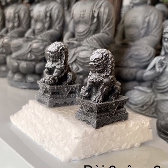 Tiểu cảnh cặp sư tử đá gác cổng loại nhỏ, phụ kiện trang trí bể cá, thuỷ sinh, non bộ, sân vườn