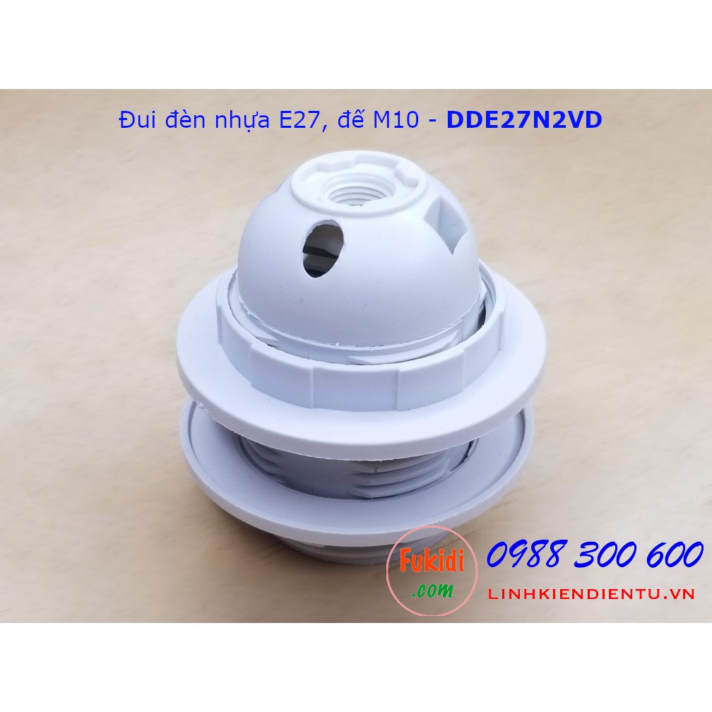 Đui đèn nhựa E27 có vòng kẹp chóa đèn, đế gắn phi 10mm màu trắng và đen - DDE27N2VT, DDE27N2VD | BigBuy360 - bigbuy360.vn