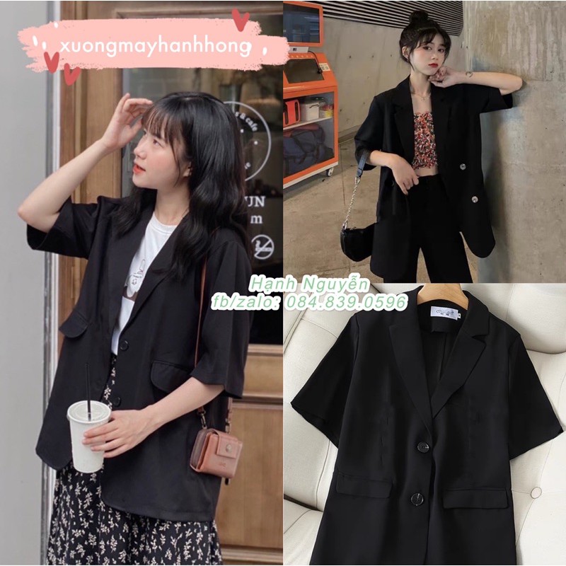 Áo Blazer tay lỡ, áo blazer/vest tay lửng kèm ảnh thật - Xưởng May Hạnh Hồng