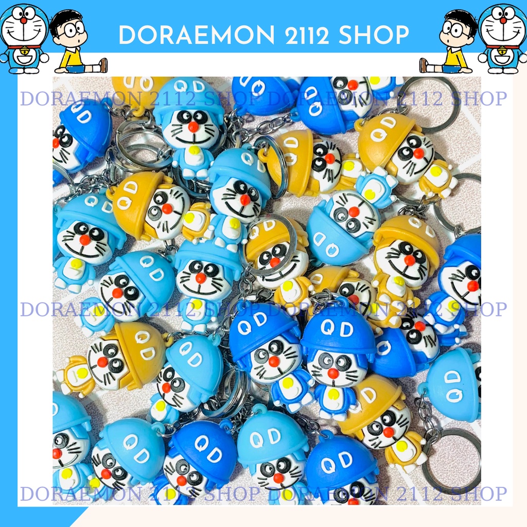 Móc khóa nhựa dẻo DORAEMON đội nón siêu cute