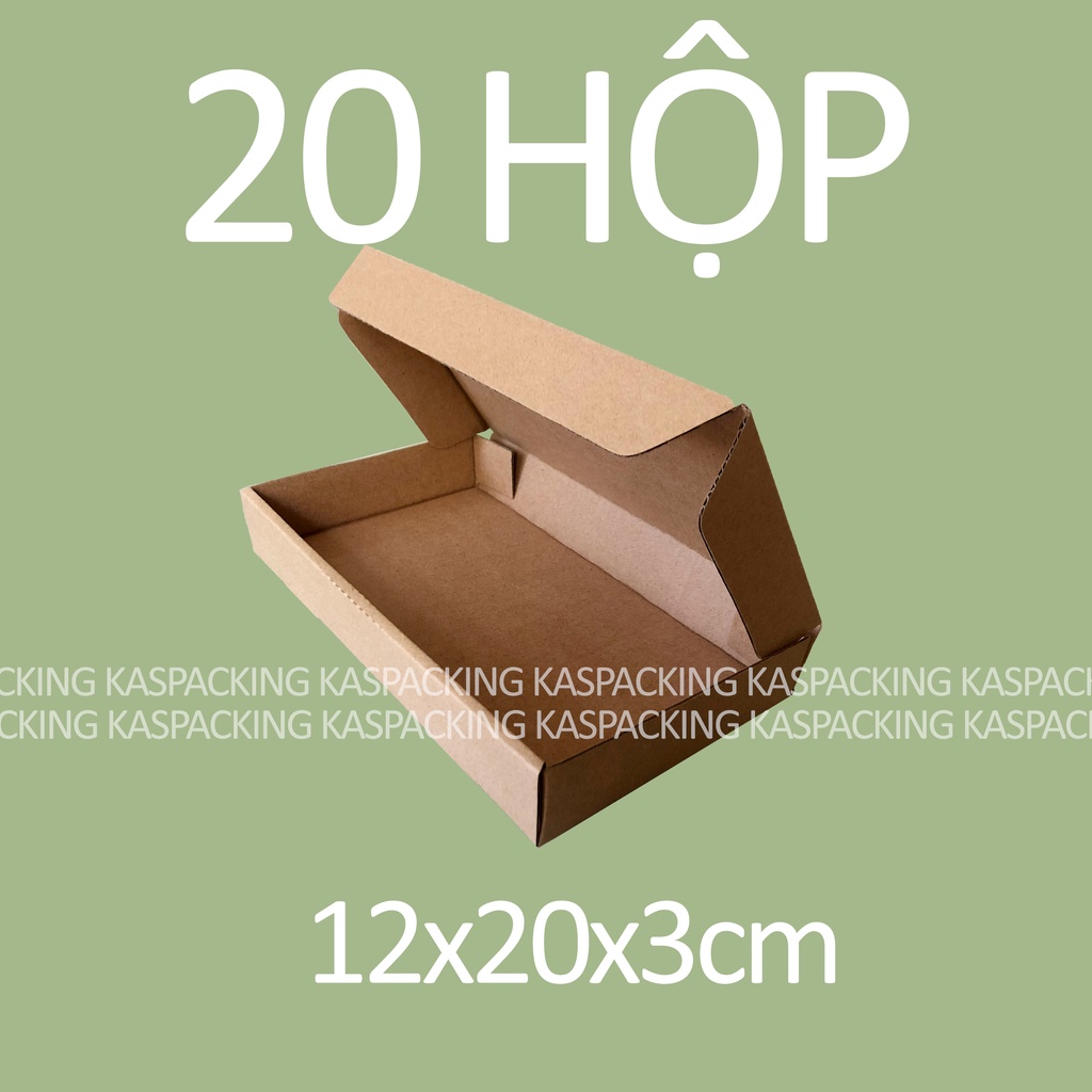 12x20x3 cm - 20 Thùng hộp carton size nhỏ để đựng hàng.