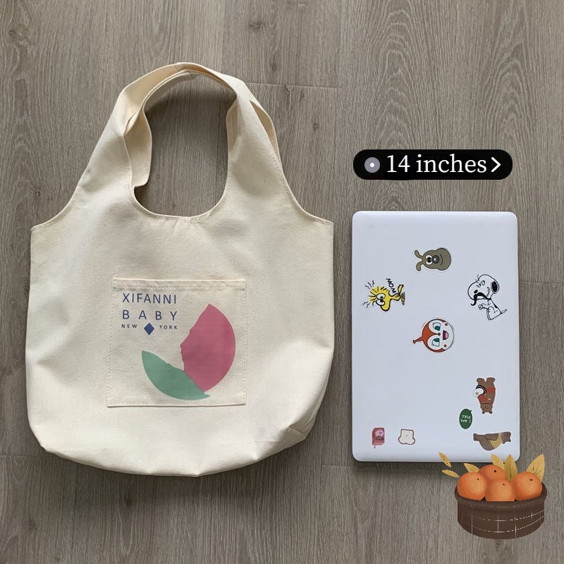 Túi đeo chéo nữ vải canvas Bag.Thanhthu liền thân có ngăn ngoài hoạ tiết trà sữa 557