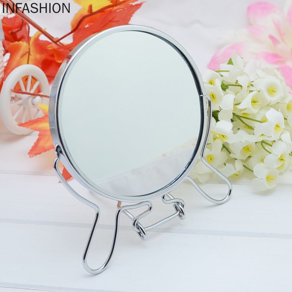 [Hàng mới về] Gương trang điểm hình tròn 4&quot; xoay 360 độ có khung thép không gỉ chuyên dùng