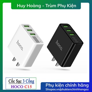 Củ sạc nhanh chính hãng hoco c15 - 3 cổng usb có led
