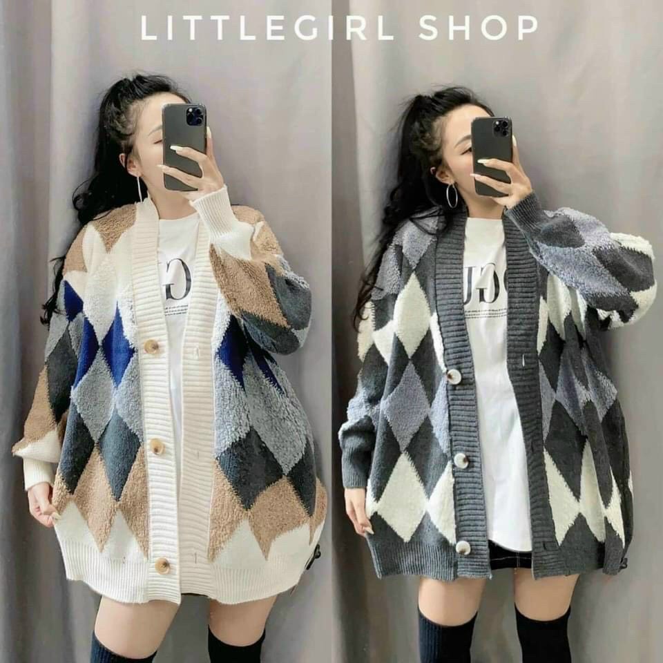 Áo cadigan trám lông cừu