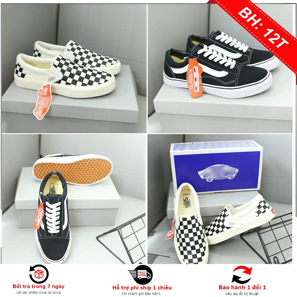 [Mã FAGREEN245 giảm 10% tối đa 30k đơn từ 99k] [ Bảo Hành 12 Tháng] Giày Thể Thao nam nữ Style 36 Đen- Caro