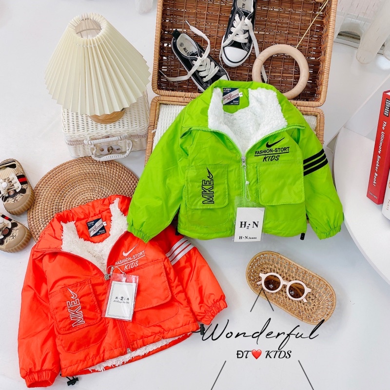Áo khoác gió lót lông cho bé trai, bé gái từ 8-20kg Kidbabyonline K075