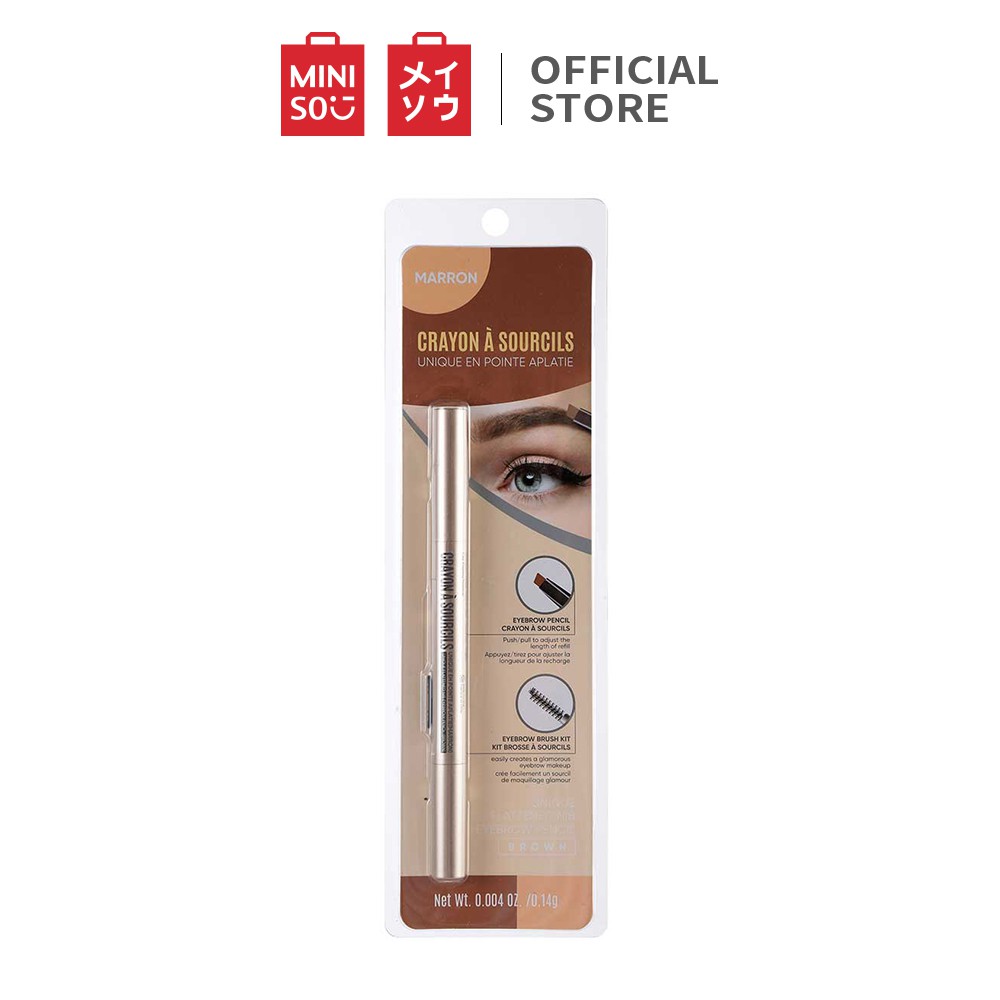 Chì kẻ mày Miniso Unique Flattened Nib Eyebrow Pencil 0.14g (Nâu/Nâu đậm)