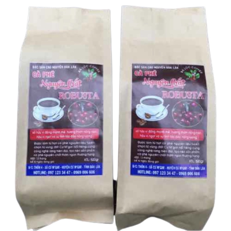 (Cà phê chất lượng cao) 1kg cà phê robusta cao cấp ủ lên men trái chín chín 100%_ Sơ chế và rang ttaij nông trại Bá Lộc