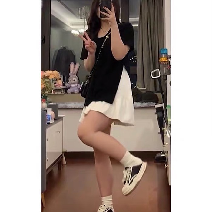 Áo phông chất cotton + chân váy thể thao dành cho bigsize·