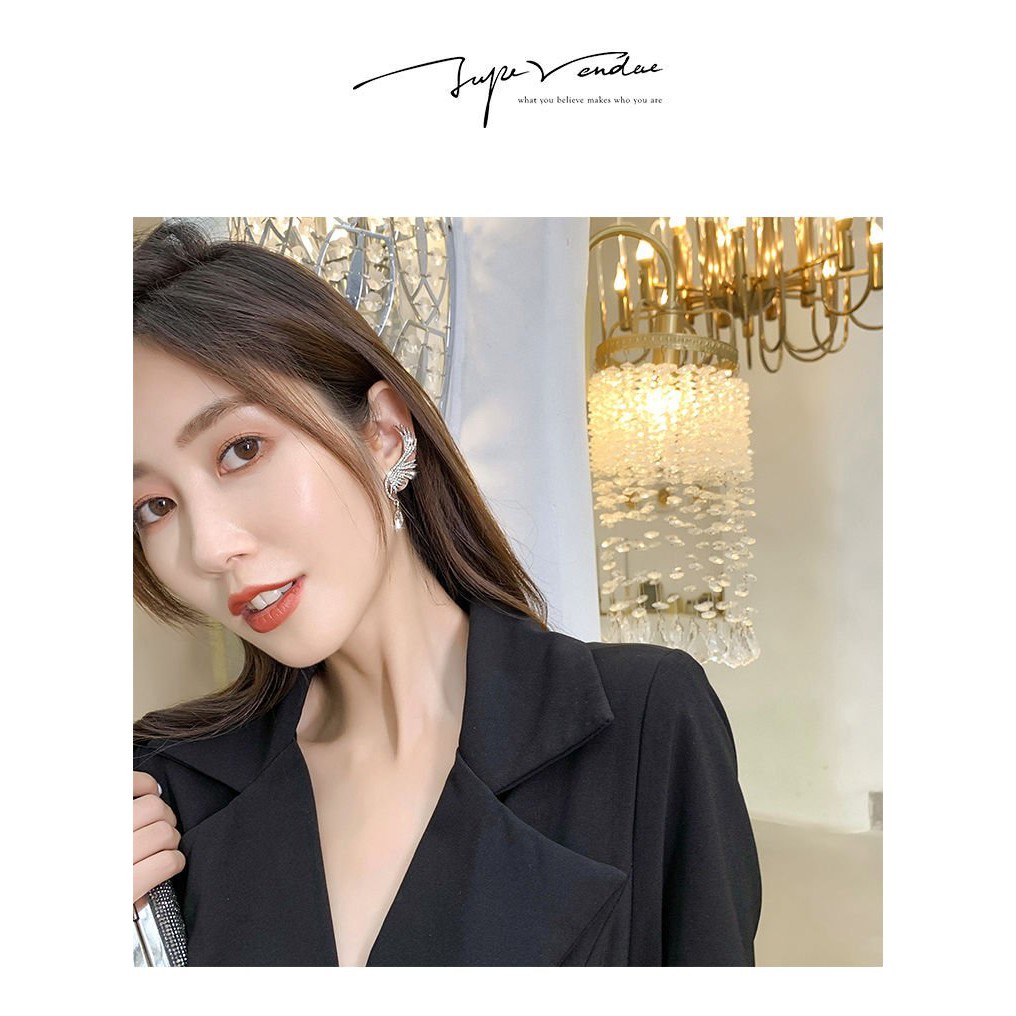 (1 chiếc) Bông tai cánh tiên nữ HẠT ĐÁ kiểu cổ trang cổ điển