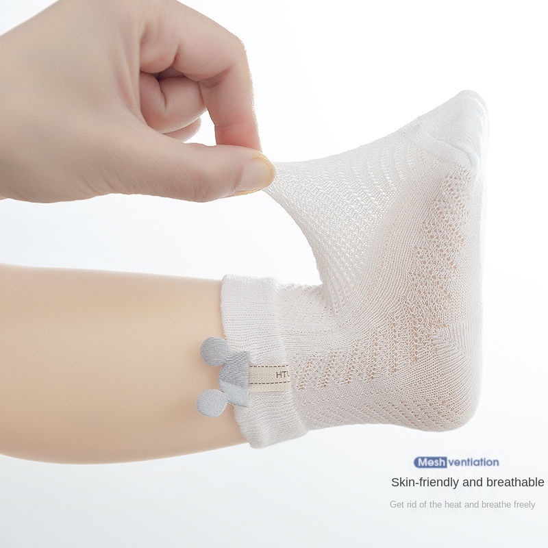 Đôi vớ Cotton phối lưới thoáng khí thời trang xuân thu cho bé