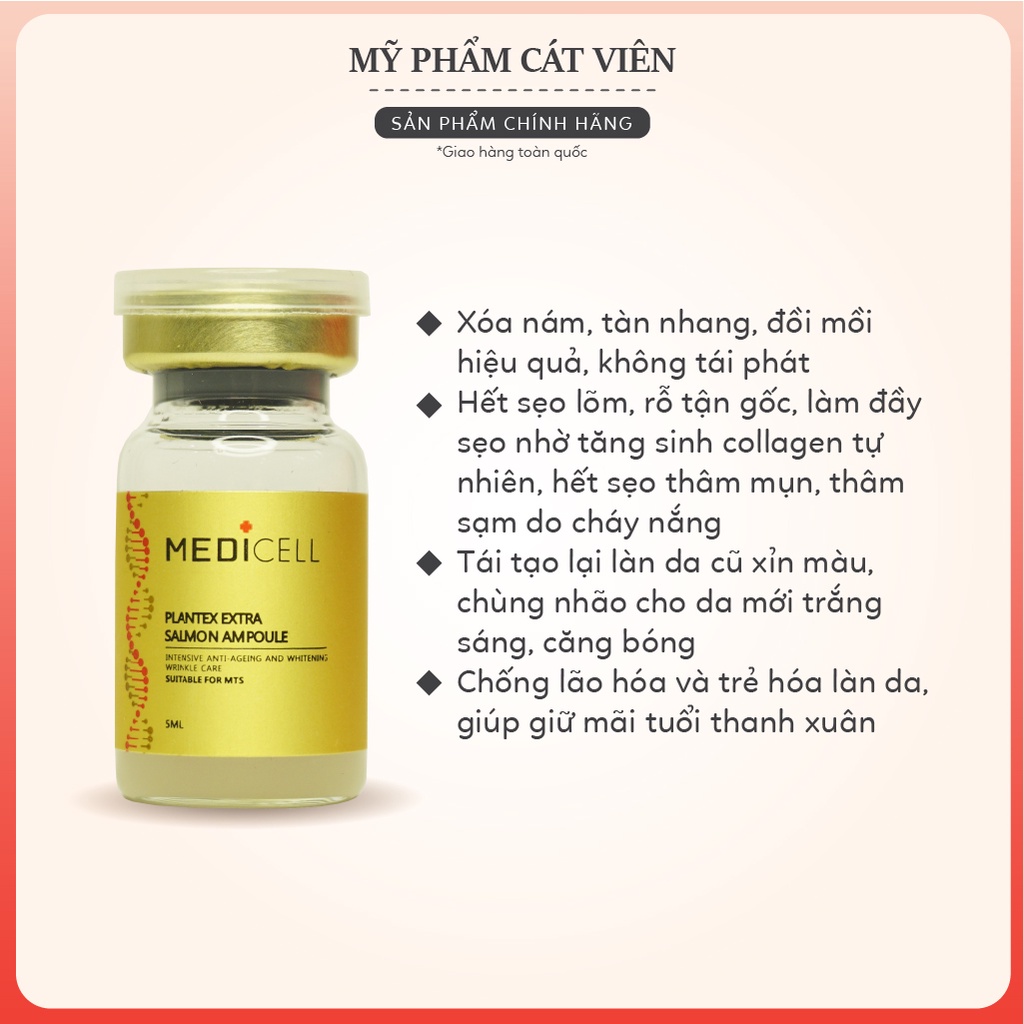 Tế bào gốc serum cá hồi Medicell, dưỡng ẩm làm trắng da mờ thâm sạm, tái tạo sẹo mụn Plantex Extra Salmon - Lọ 6ml