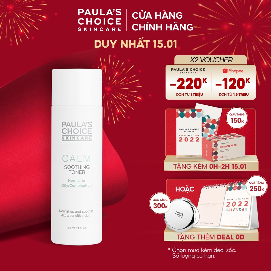 Toner dịu nhẹ và phục hồi da dầu nhạy cảm Paula's Choice Calm Soothing Toner 118ml 9160