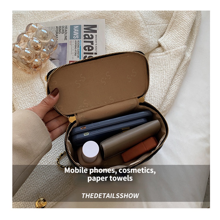 Yufan Túi Xách Đeo Vai Đựng Mỹ Phẩm Cầm Tay Họa Tiết Lưới Hình Thoi Retro Cho Nữ