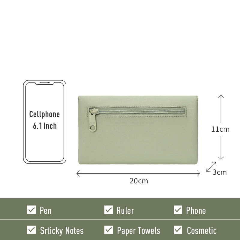 Túi bút chì MAH màu đơn giản cổ điển cỡ nhỏ thiết kế xách tay